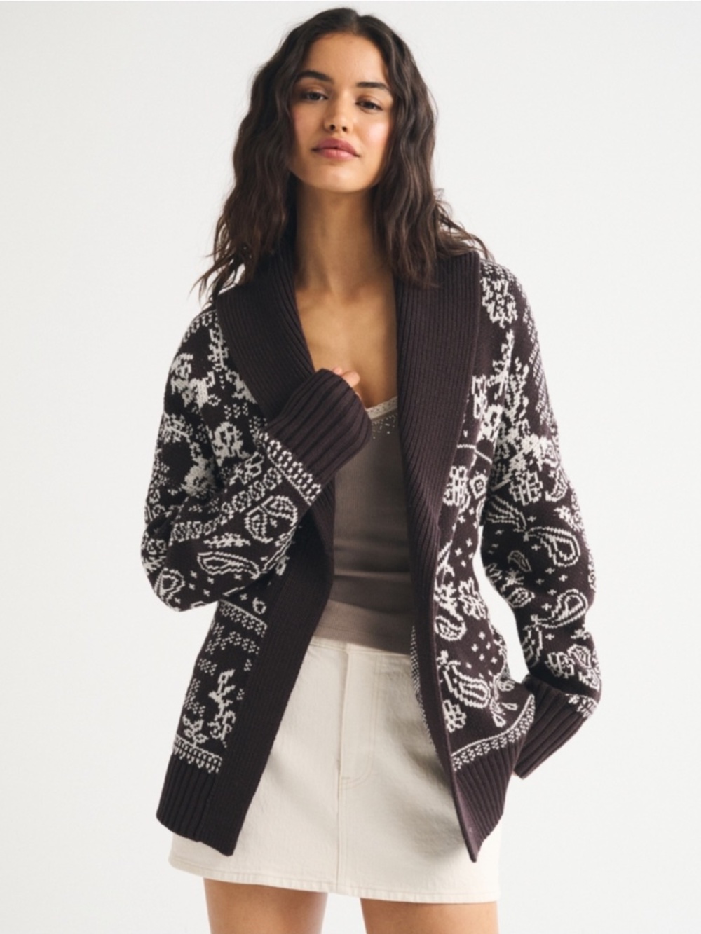 Abercrombie Paisley Tie Belt Cardigan